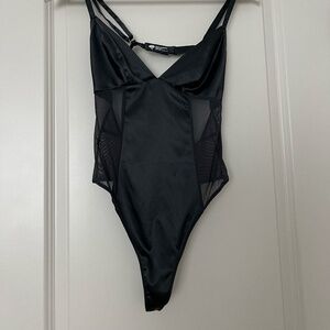 Parade XS Black Silk and Mesh Bodysuit